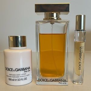 Dolce Gabbana The One, 100 ml EDT, 100 ml Lotion, 7 ml Roller, QTY As Pictures